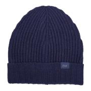 Blauwe Rib Logo Wollen Muts Fay , Blue , Heren