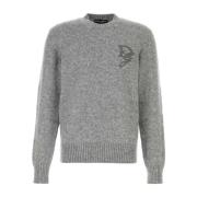 Grijze Melange Nylon Blend Sweater Dolce & Gabbana , Gray , Heren