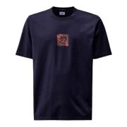 Blauw Grafische Print Katoenen T-shirt C.p. Company , Blue , Heren