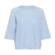 Blauw Melange Gebreide Pullover Trui Kaffe , Blue , Dames