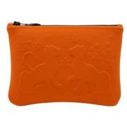 Pre-owned Fabric clutches Hermès Vintage , Orange , Dames