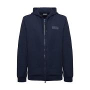 Hoodie met rits en logo Emporio Armani EA7 , Blue , Heren