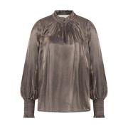 Marbella Blouse Lange Mouw Top Nukus , Brown , Dames