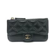 Pre-owned Leather wallets Chanel Vintage , Black , Dames