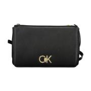 Polyester Schoudertas met Twee Compartimenten Calvin Klein , Black , D...