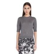 Rhinestone Argyle Wol Zijde Trui Max Mara , Gray , Dames