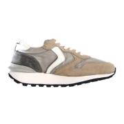 Beige Sneakers Paris Race Woman Voile Blanche , Beige , Dames