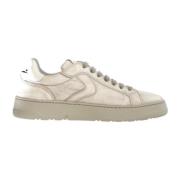 Beige Leren/Stoffen Sneakers Voile Blanche , Beige , Heren