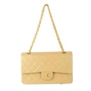 Pre-owned Leather shoulder-bags Chanel Vintage , Beige , Dames