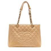 Pre-owned Leather chanel-bags Chanel Vintage , Beige , Dames