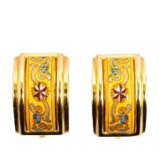 Pre-owned Metal earrings Hermès Vintage , Yellow , Dames