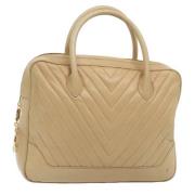 Pre-owned Leather handbags Chanel Vintage , Beige , Dames