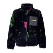 Tie Dye Fur Zip Sherpa Jas Iuter , Black , Heren