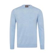 Lichtblauwe Linnen Ronde hals Sweater Oscar Jacobson , Blue , Heren