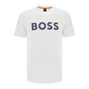 Rubberized Logo Print Crew-Neck T-Shirt Boss , White , Heren