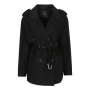 Stijlvolle Trench Fakkel Pinko , Black , Dames