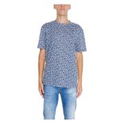 Blauw Print T-shirt - Ronde Hals Armani Exchange , Blue , Heren