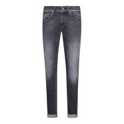 Slim Fit Jeans met ritssluiting Dondup , Black , Heren