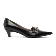 Zwarte Leren Strik Detail Lage Hak Pumps Roberto Festa , Black , Dames