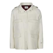 Wollen Parka Jas met Capuchon Paltò , White , Dames