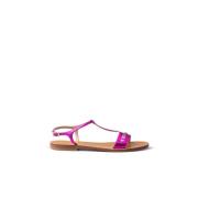 Paarse Leren Zomer Sandalen voor Vrouwen Salvatore Ferragamo , Purple ...