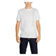 Wit Print Ronde Hals T-shirt Mannen Calvin Klein , White , Heren