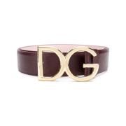 Bordeaux Kalfsleren Gesp Riem Dolce & Gabbana , Brown , Dames