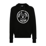 Zwarte trui met ***cv Versace Jeans Couture , Black , Heren