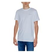 Witte Katoenen T-shirt met Korte Mouwen Tommy Hilfiger , White , Heren