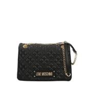 Gewatteerde PU Schoudertas Love Moschino , Black , Dames