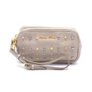 Pre-owned Leather pouches Miu Miu Pre-owned , Beige , Dames