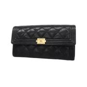 Pre-owned Leather wallets Chanel Vintage , Black , Dames