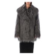 Faux Fur Jas met Wijde Kraag Rotate Birger Christensen , Gray , Dames