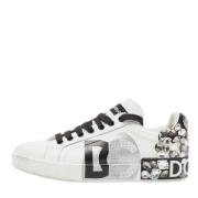 Pre-owned Leather sneakers Dolce & Gabbana Pre-owned , White , Dames