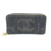 Pre-owned Leather wallets Chanel Vintage , Blue , Dames