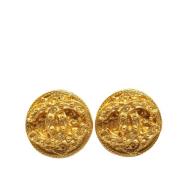 Pre-owned Metal earrings Chanel Vintage , Yellow , Dames