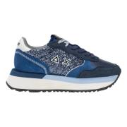 Blauwe Glitter Sneakers Dames Collectie Sun68 , Blue , Dames