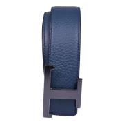 Omkeerbare Blauw en Zwart Leren Riem Tod's , Blue , Heren