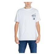 Wit Bedrukt Langemouw T-Shirt Heren Tommy Hilfiger , White , Heren