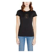 Zwart Bedrukt T-shirt Ronde Hals Vrouwen Armani Exchange , Black , Dam...