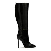 Hoge stiletto laarzen van glanzend leer Kazar , Black , Dames