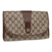 Pre-owned Leather clutches Gucci Vintage , Brown , Dames