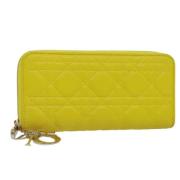 Pre-owned Leather wallets Dior Vintage , Yellow , Dames