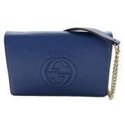 Pre-owned Leather wallets Gucci Vintage , Blue , Dames