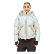 Metallic Finish Donsjack met Fleece Moncler , Gray , Dames