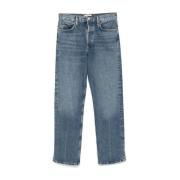 Indigo Blauwe Denim Jeans Rechte Pijp Agolde , Blue , Dames