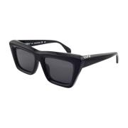 Zwarte Montuur Grijze Lens Zonnebril Off White , Black , Unisex