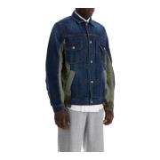 Denim en Nylon Bomberjack Sacai , Blue , Heren