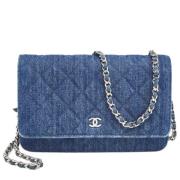 Pre-owned Denim wallets Chanel Vintage , Blue , Dames