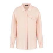 Zijden Georgette Klassieke Kraag Shirt Emporio Armani , Pink , Dames